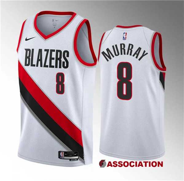 Men%27s Portland Trail Blazers #8 Kris Murray White 2023 Draft Association Edition Stitched Basketball Jersey Dzhi